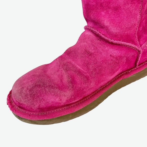 UGG KOOLABURRA ANDRA Short Pink Genuine Leather Suede Boots Bow Girls Shoes sz 3 - Picture 11 of 16